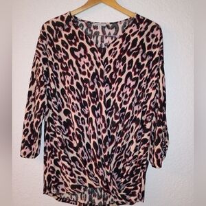 Birch Pink and Black Leopard Blouse XL